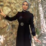 RYMNT kolu tüylü kalem elbise