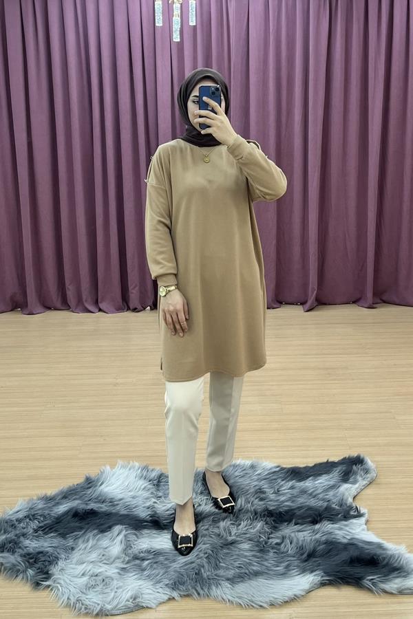 vav4041-tunik-1475.jpg VAV omuzları düğmeli salaş tunik - Görsel 1
