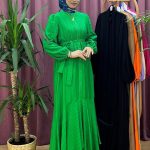 BERAY 9947 keten önden düğmeli elbise