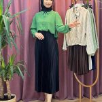 SELAM 2720 Çizgili keten krop gömlek