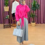 SELAM 2790 jakar desenli önden bağlamalı gömlek