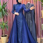 NEW ELEGANS 2292 saten simli abiye