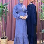 KASIRGA 6941 önü taşlı jakarlı elbise