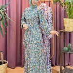 LEVİDOR 193 papatya desen şifon elbise