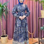 MERİ 6395 çiçekli şifon elbise