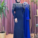 ELEGANS 2428 taşlı krep abiye