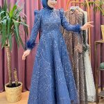 ELEGANS 2478 boncuk ve pul işlemeli abiye