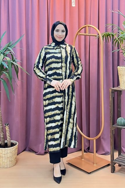 ESWAP 1446 desenli uzun tunik