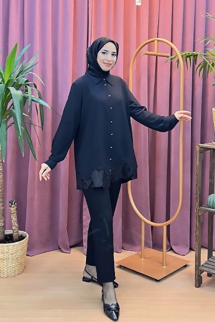 LEVİDOR 126 güpür detaylı tunik