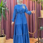 OTTO 5006 taş işlemeli tensel kot elbise