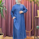 SELAM 2290 düğmeli kot elbise