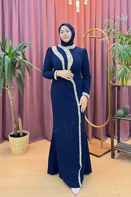 TUAY 4238 taşlı krep abiye (46-52)