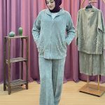 MY312 1568 İnci Detaylı Fermuarlı Triko İkili Takım