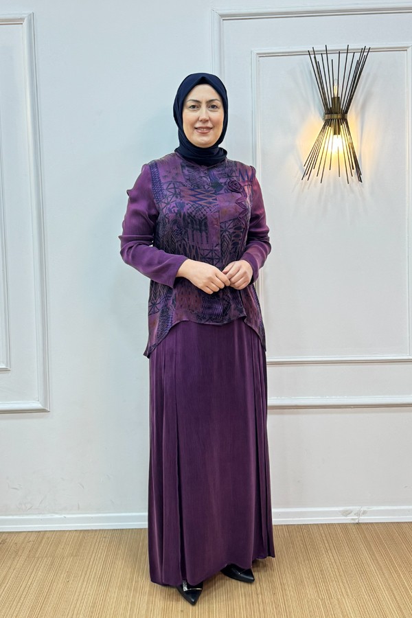 dfrn61155-e-takim-6598.jpg Defrina 61155 İpek Kupra etekli takım - Görsel 1