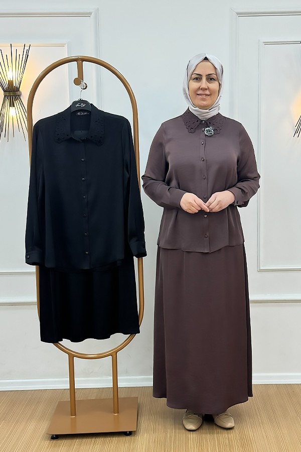 nurcancetin454-takim-6640.jpg Nurcan Çetin 26454 Yaka İşlemeli Etekli takım - Görsel 1