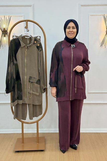 Marcha 753 İpek Kupra Pantolonlu takım