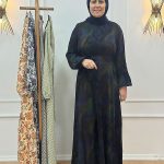 Orhan 1802 Desenli İpek Kupra Elbise