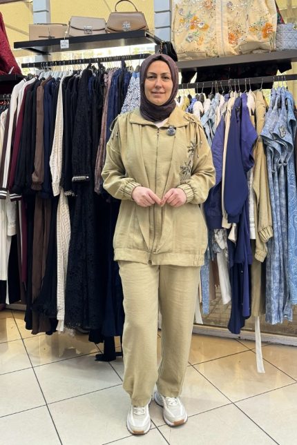 MY312 7709 Yakası Taşlı Takım