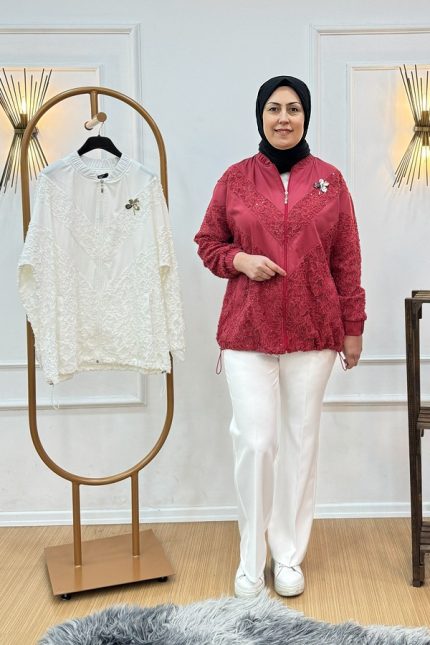 MY312 7711 Broşlu Dantel Ceket