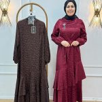 ORHAN 1693 Eteği Volanlı Jakar Elbise