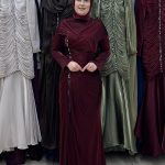 Hennin 5221 taş detaylı drapeli elbise