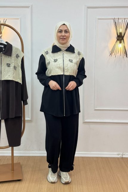 Aynaz 508 İşleme Detaylı Pantolonlu Takım