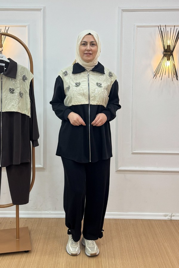 aynaz-508-takim-6951.jpg Aynaz 508 İşleme Detaylı Pantolonlu Takım - Görsel 1